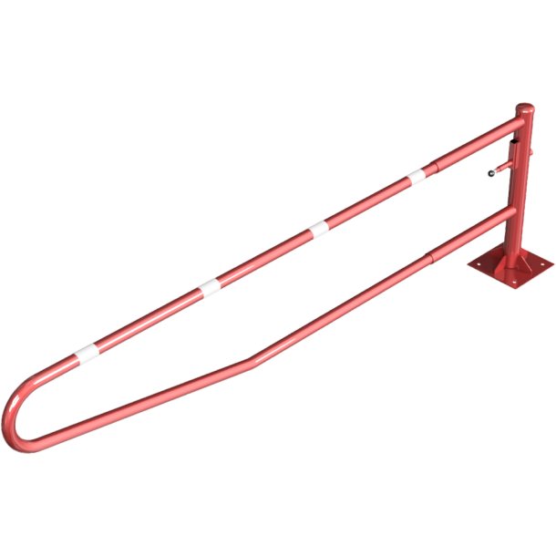 Swiveling gates | to be fixed by plugs, hot-dip galvanized and red coated with white reflecting rings | total width: 3500 mm | for padlock